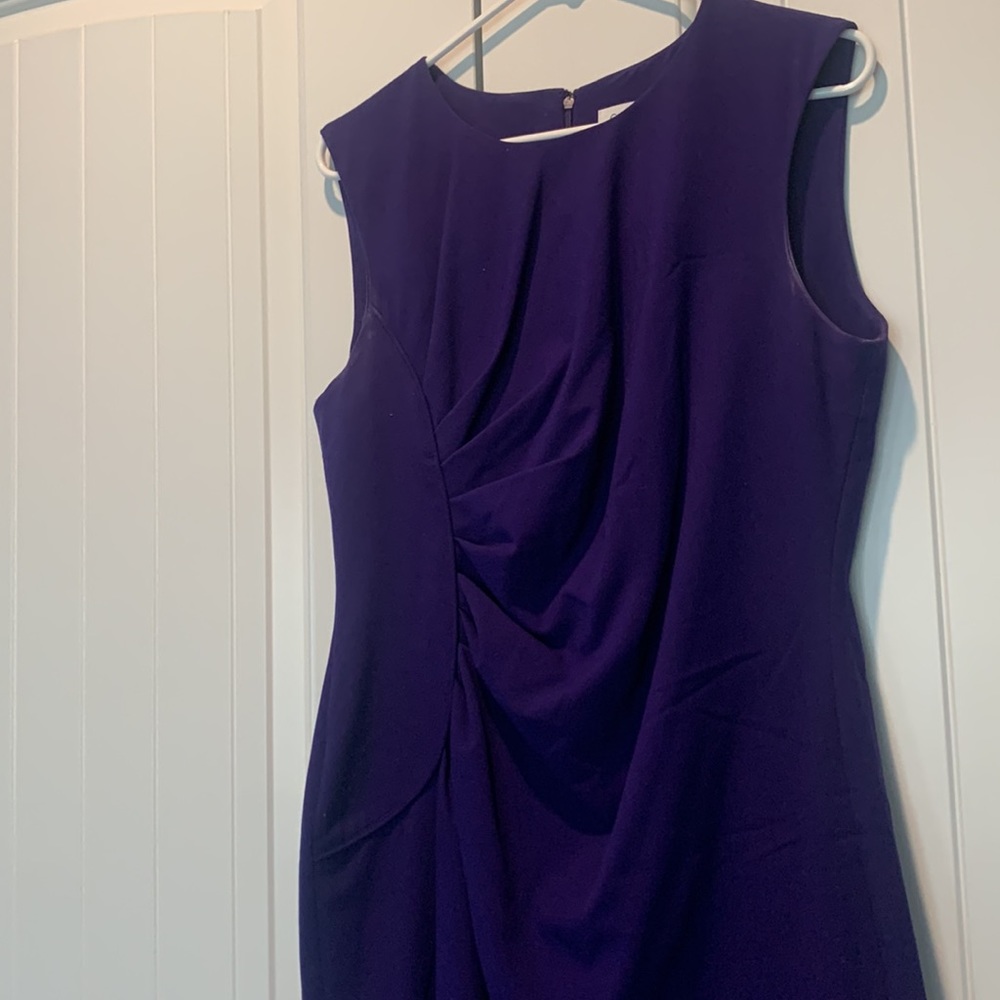 Calvin Klein dark purple sheath with added details, size 12